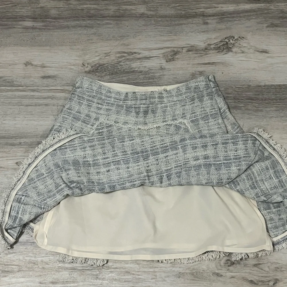Rebecca Taylor Small Tweed Skirt Blue Cream - Picture 4 of 5